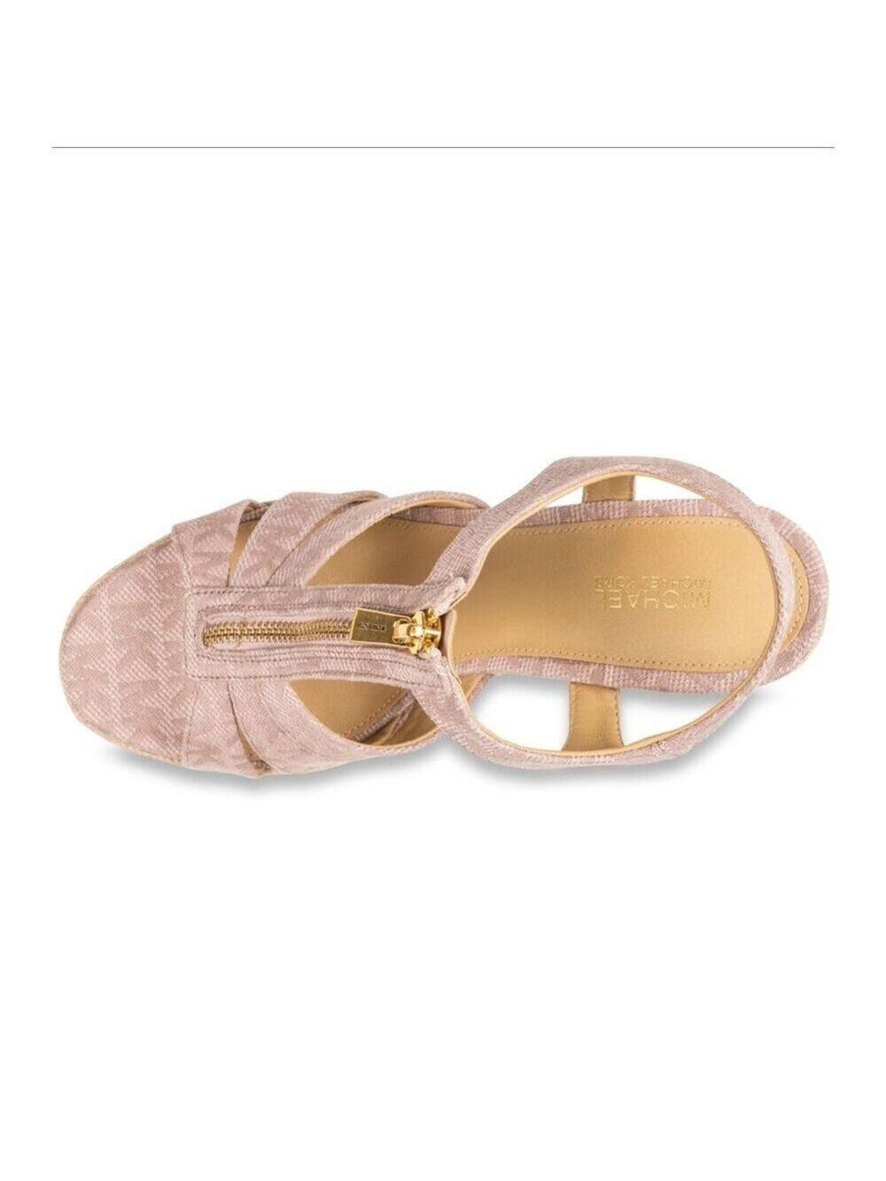 MICHAEL KORS PINK WEDGE SANDAL BERKLEY LOGO JACQUARD SIZE 10 - Picture 9 of 15